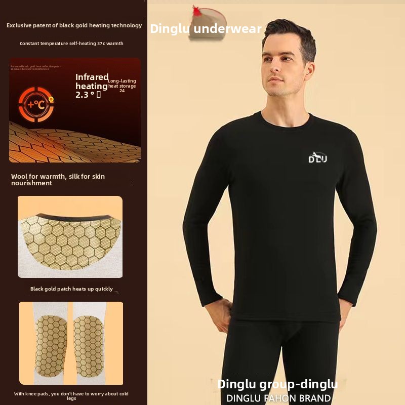 Thermal Long John - Hirsch Schwarz Gold Graphene Selbsterhitzende Thermounterwäsche