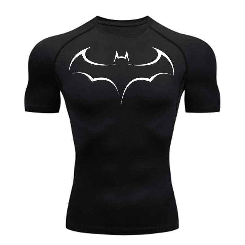 T Shirt Tight Fit - Fledermaus-Motiv Herren Eng Anliegendes T-Shirt Lauf-Kompressionsshirt