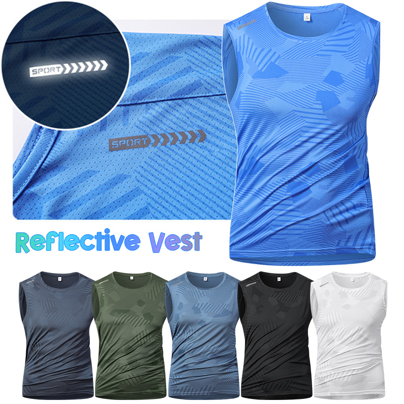 Sleeveless Undershirt - Herren Laufweste mit Reflektoren, Atmungsaktive Eisseide