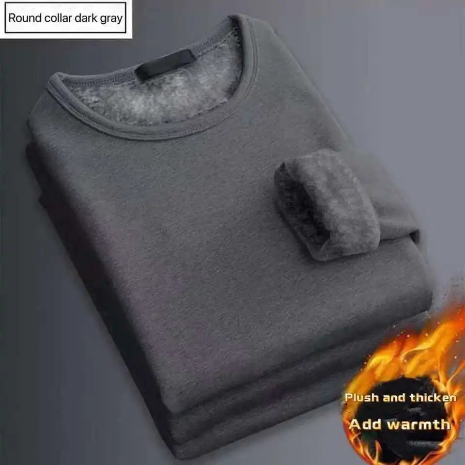 Thermal Long John - Winter-Herren-Thermo-Unterwäsche-T-Shirt mit langen Ärmeln, Fleece-Unterhemd, Rundhals-Shirt,