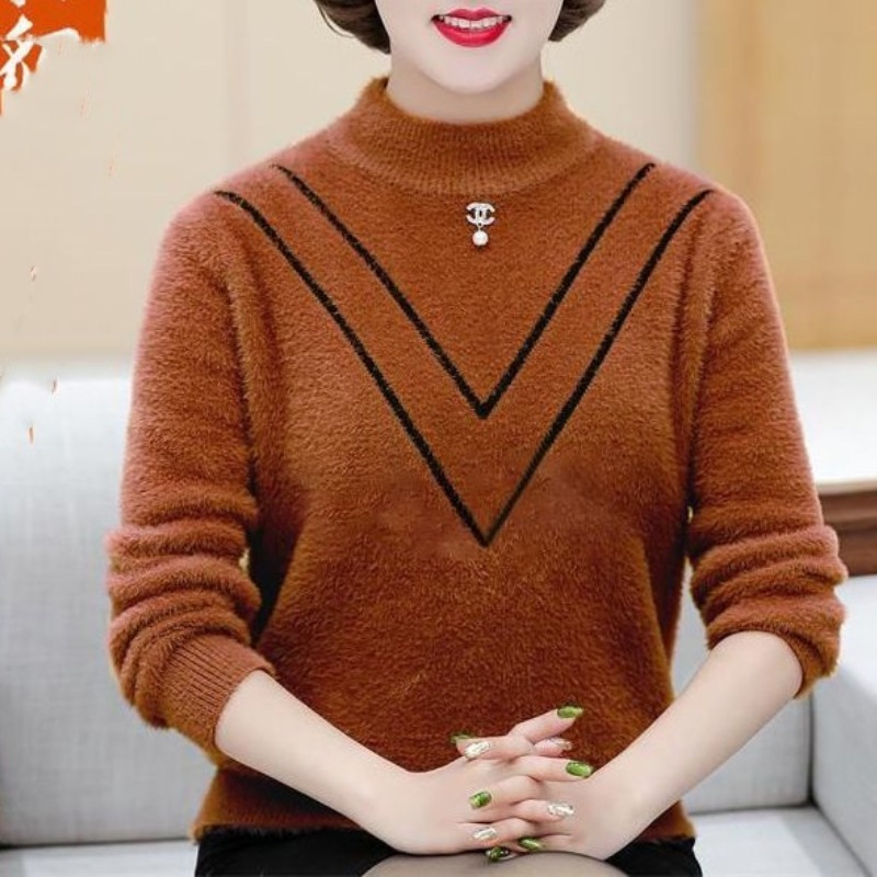 Undershirt Crew Neck - Damen Herbst Winter solide Flock ing