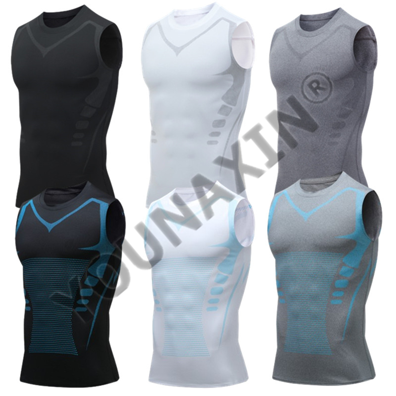 T Shirt Tight Fit - 3-teiliges Set Herren Ärmellose T-Shirts, Baselayer-Weste